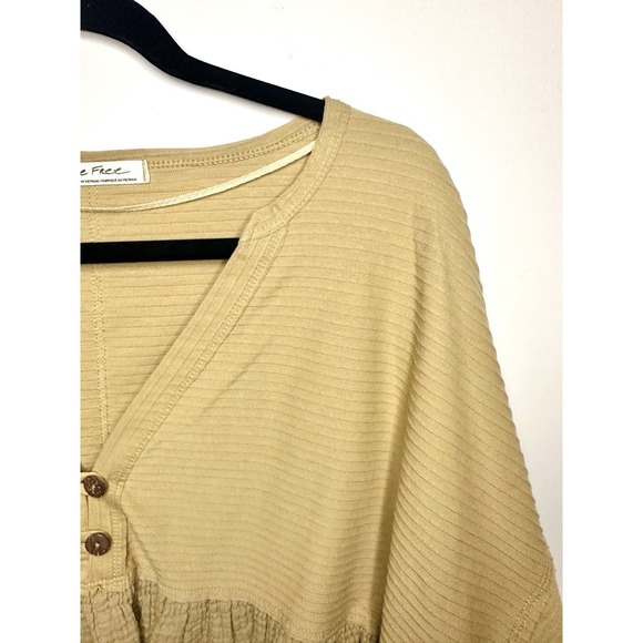 Free People Dallas Henley Top Native Land Size XS Oversized Mixed Media Ruffle - Picture 4 of 15